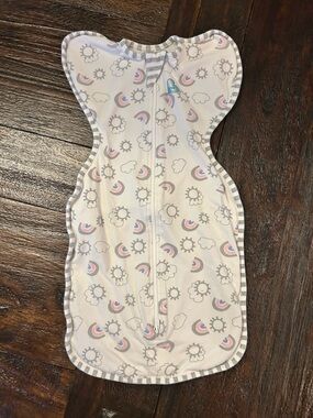 Love to Dream Swaddle Up Sleep Sack- Organic Cotton- White with Rainbows - NB